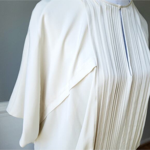 DVF Diane Von Furstenberg SILK Cream Career Blouse Shirt Top Small Lined - Picture 6 of 8